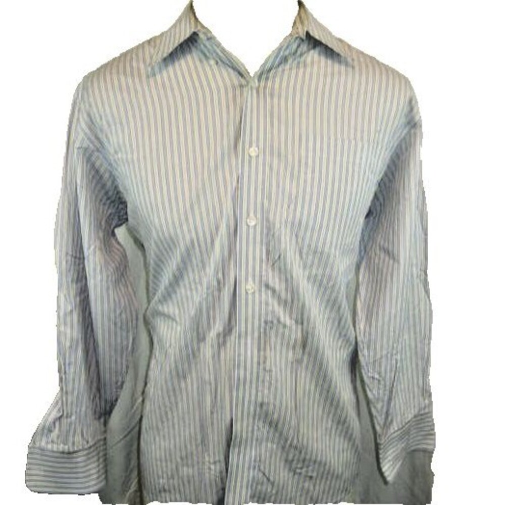 Mens Nautica Blue Stripe Cotton Oxford LS Casual Shirt sz 16x32/33